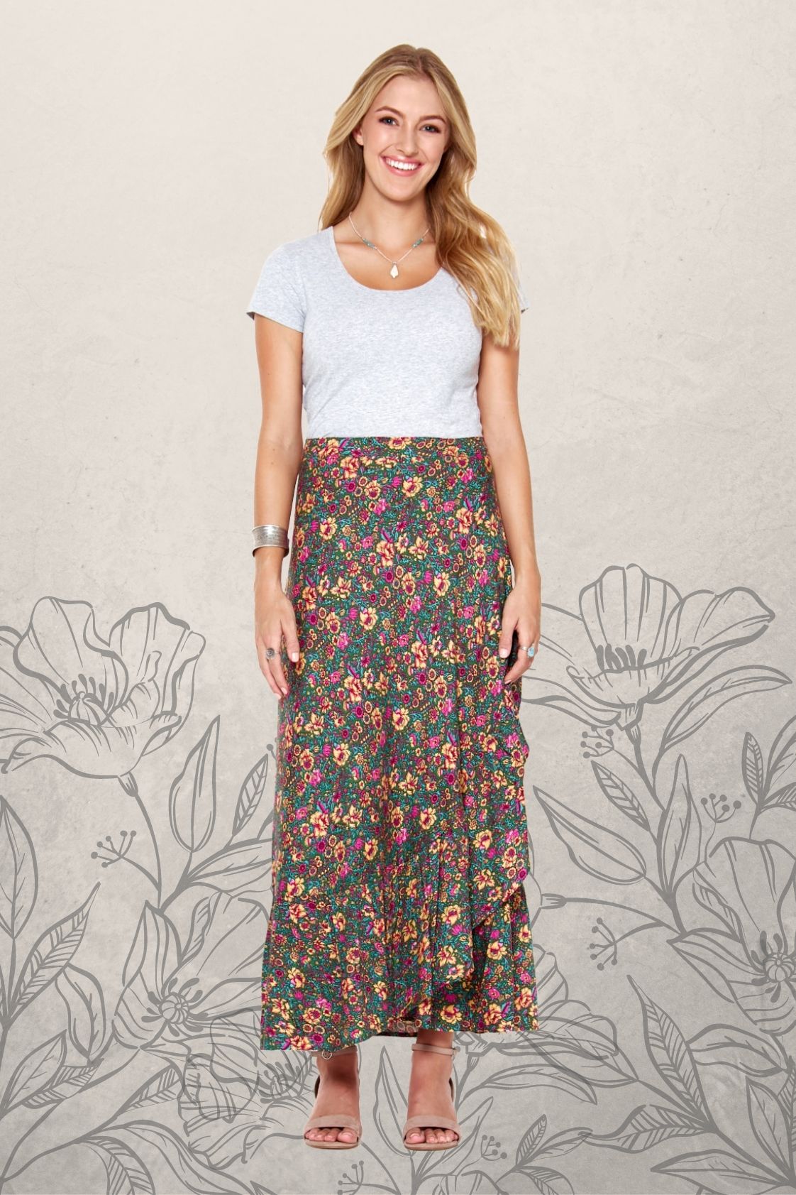 Frill wrap 2025 maxi skirt